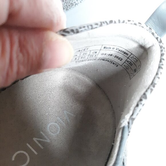 Women's Vionic Jacey Wedge Gray with Cheetah Print Heel - Picture 8 of 11